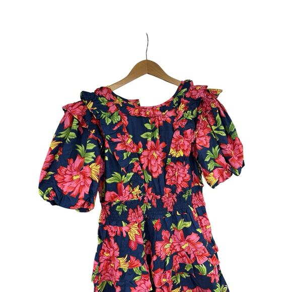 Walter Baker Ciara Floral Puff Sleeve Cotton Minidress Blue Pink M READ - Picture 4 of 10
